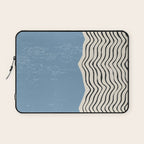 Mid Century Modern Minimalist Blue Waves Rothko Inspired Color Field With Lines Geometric Style  Laptop Sleeve Gallery Image 1