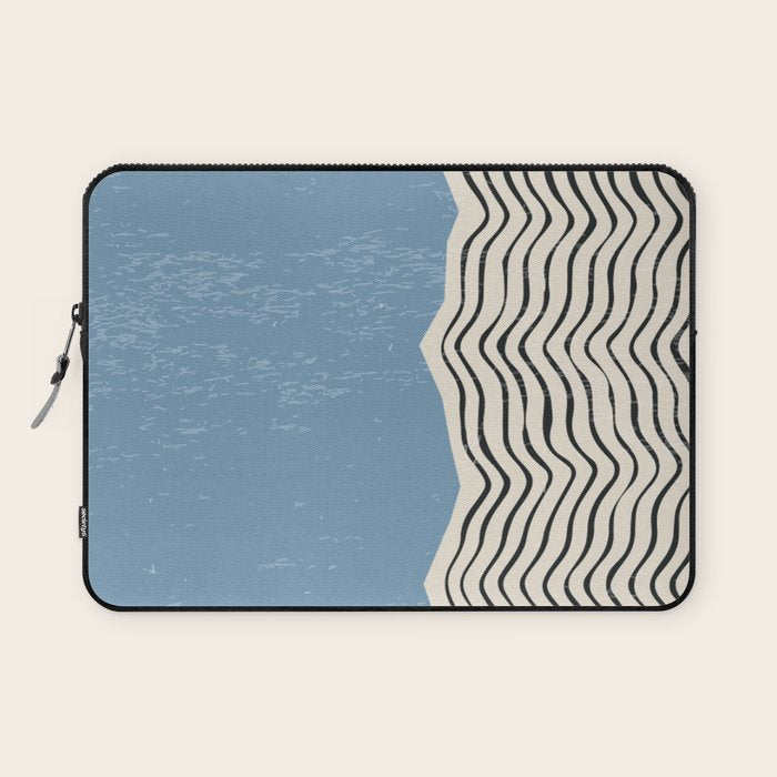 Mid Century Modern Minimalist Blue Waves Rothko Inspired Color Field With Lines Geometric Style  Laptop Sleeve Gallery Image 1