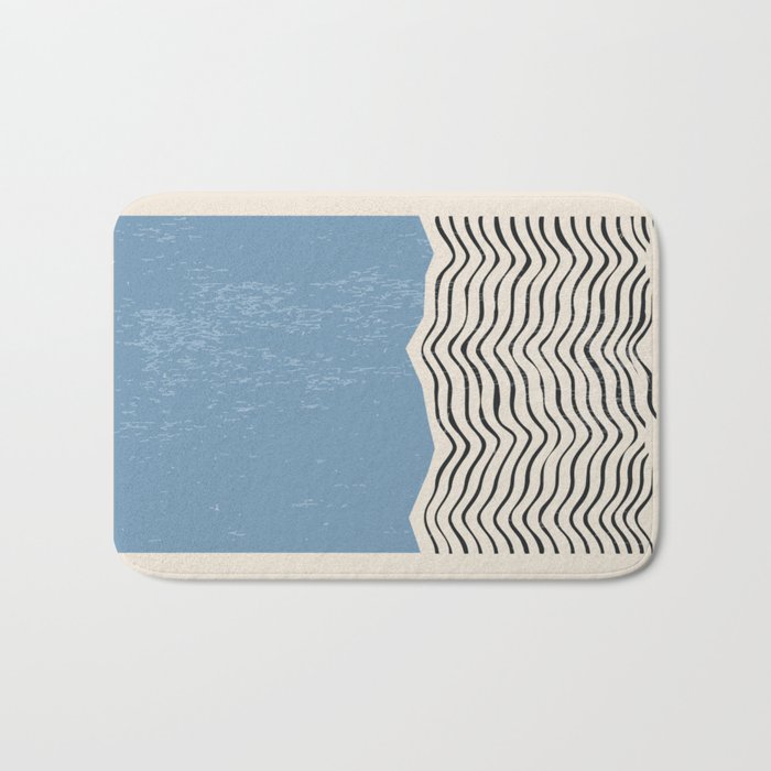 Mid Century Modern Minimalist Blue Waves Rothko Inspired Color Field With Lines Geometric Style  Bath Mat Gallery Image 1