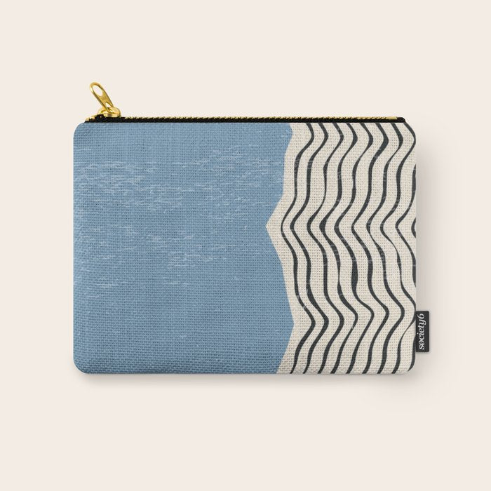 Mid Century Modern Minimalist Blue Waves Rothko Inspired Color Field With Lines Geometric Style  Carry All Pouch Gallery Image 1