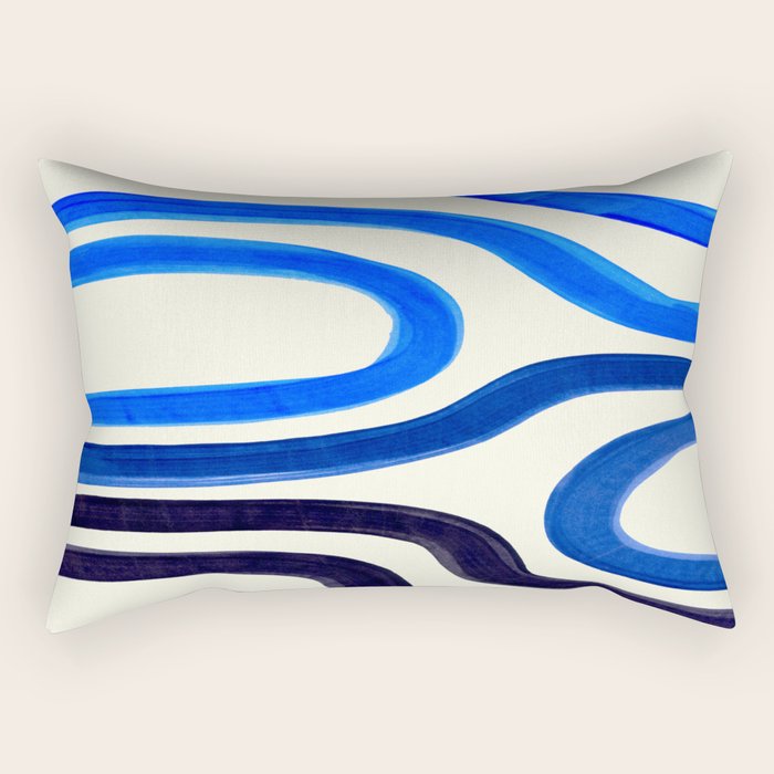 Electric Blues Fun Colorful Mid Century Modern Abstract Painting Shapes Pattern Rectangular Pillow Gallery Image 2
