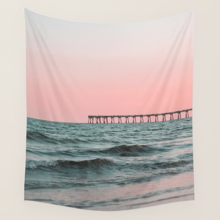 Pink Ocean Wall Tapestry Gallery Image 4
