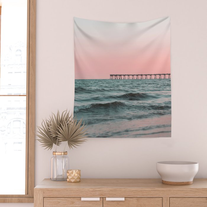 Pink Ocean Wall Tapestry Gallery Image 2