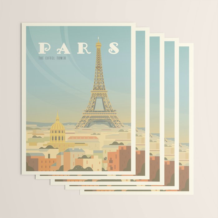 Paris France Eiffel Tower Vintage Travel Poster Commercial Air Travel Wrapping Paper Gallery Image 3