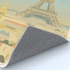 Paris France Eiffel Tower Vintage Travel Poster Commercial Air Travel Rug Gallery Image 4