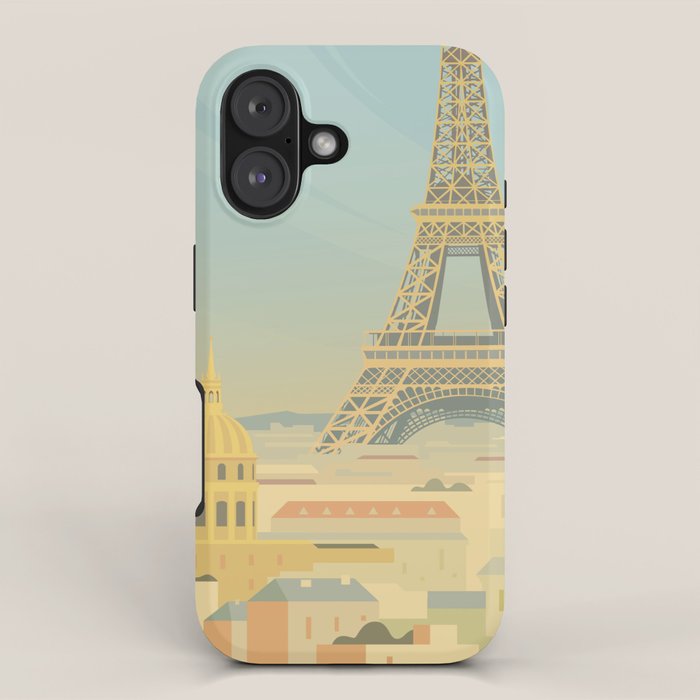 Paris France Eiffel Tower Vintage Travel Poster Commercial Air Travel iPhone Case Gallery Image 1