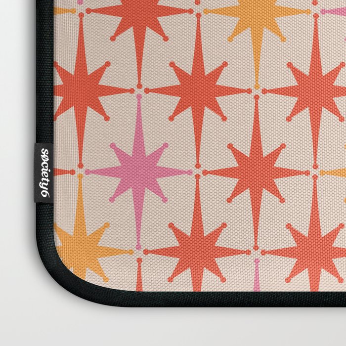 Midcentury Modern Atomic Starburst Pattern Pink Orange Laptop Sleeve Gallery Image 3