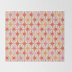 Midcentury Modern Atomic Starburst Pattern Pink Orange Throw Blanket Gallery Image 2