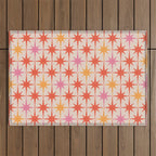 Midcentury Modern Atomic Starburst Pattern Pink Orange Outdoor Rug Gallery Image 1