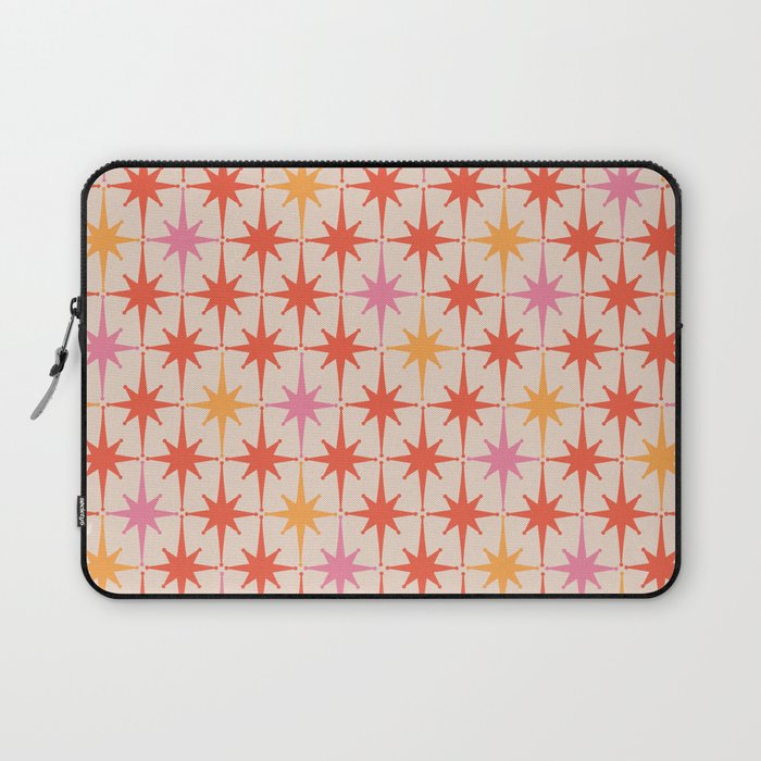 Midcentury Modern Atomic Starburst Pattern Pink Orange Laptop Sleeve Gallery Image 1