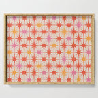Midcentury Modern Atomic Starburst Pattern Pink Orange Serving Tray Gallery Image 1