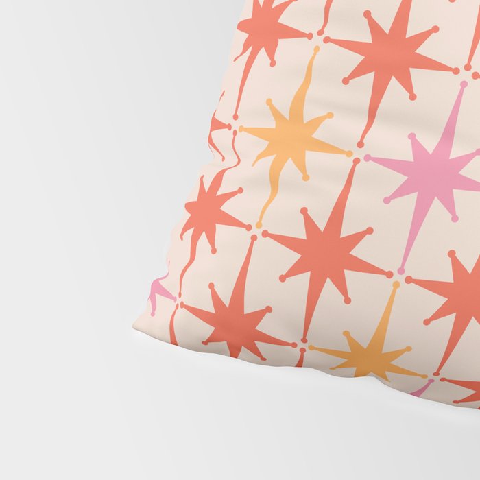 Midcentury Modern Atomic Starburst Pattern Pink Orange Pillow Sham Gallery Image 4