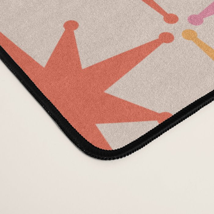 Midcentury Modern Atomic Starburst Pattern Pink Orange Desk Mat Gallery Image 4