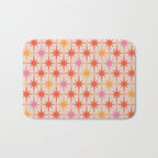 Midcentury Modern Atomic Starburst Pattern Pink Orange Bath Mat Gallery Image 1