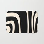Tiki Minimalist Mid-Century Modern Abstract Pattern Black and Almond Cream Bath Mat Gallery Image 1