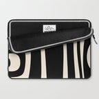 Tiki Minimalist Mid-Century Modern Abstract Pattern Black and Almond Cream Laptop Sleeve Gallery Image 2