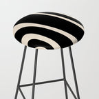 Tiki Minimalist Mid-Century Modern Abstract Pattern Black and Almond Cream Stool Gallery Image 2