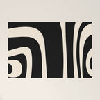 Tiki Minimalist Mid-Century Modern Abstract Pattern Black and Almond Cream Welcome Mat Gallery Image 1