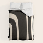 Tiki Minimalist Mid-Century Modern Abstract Pattern Black and Almond Cream Comforter Gallery Image 6
