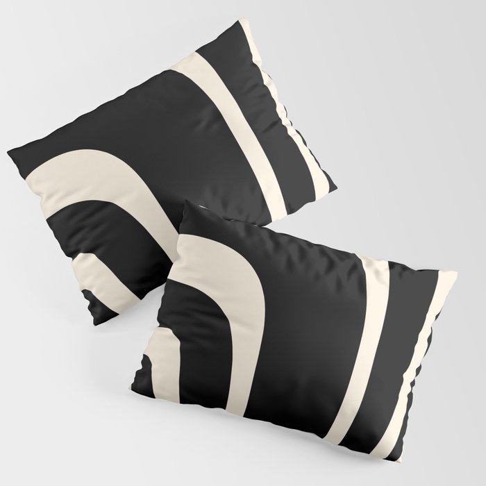 Tiki Minimalist Mid-Century Modern Abstract Pattern Black and Almond Cream Pillow Sham Gallery Image 3