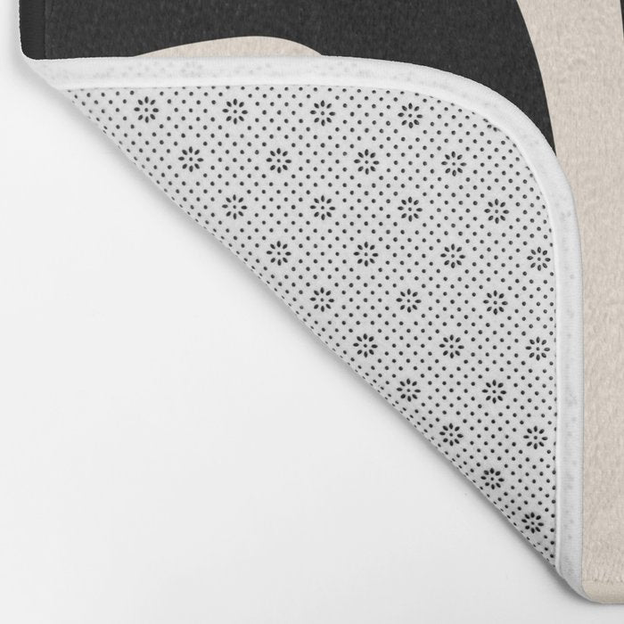 Tiki Minimalist Mid-Century Modern Abstract Pattern Black and Almond Cream Bath Mat Gallery Image 2