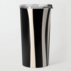 Tiki Minimalist Mid-Century Modern Abstract Pattern Black and Almond Cream Travel Mug Gallery Image 2
