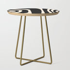 Tiki Minimalist Mid-Century Modern Abstract Pattern Black and Almond Cream Side Table Gallery Image 1