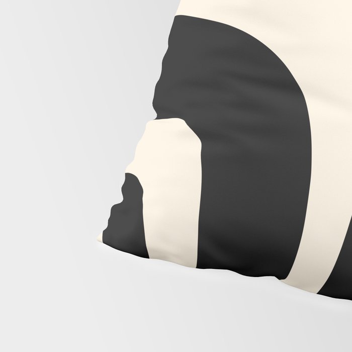 Tiki Minimalist Mid-Century Modern Abstract Pattern Black and Almond Cream Pillow Sham Gallery Image 4