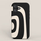 Tiki Minimalist Mid-Century Modern Abstract Pattern Black and Almond Cream iPhone Case Gallery Image 1