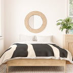 Tiki Minimalist Mid-Century Modern Abstract Pattern Black and Almond Cream Duvet Cover Gallery Image 3