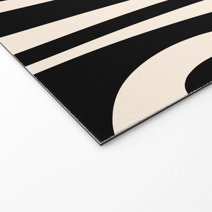 Tiki Minimalist Mid-Century Modern Abstract Pattern Black and Almond Cream Welcome Mat Gallery Image 2