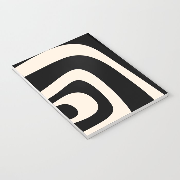 Tiki Minimalist Mid-Century Modern Abstract Pattern Black and Almond Cream Notebook Gallery Image 3