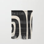 Tiki Minimalist Mid-Century Modern Abstract Pattern Black and Almond Cream Wall Hanging Gallery Image 1