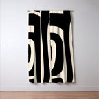 Tiki Minimalist Mid-Century Modern Abstract Pattern Black and Almond Cream Window Curtain Gallery Image 3