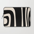 Tiki Minimalist Mid-Century Modern Abstract Pattern Black and Almond Cream Laptop Sleeve Gallery Image 1