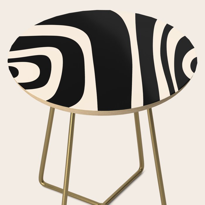 Tiki Minimalist Mid-Century Modern Abstract Pattern Black and Almond Cream Side Table Gallery Image 2