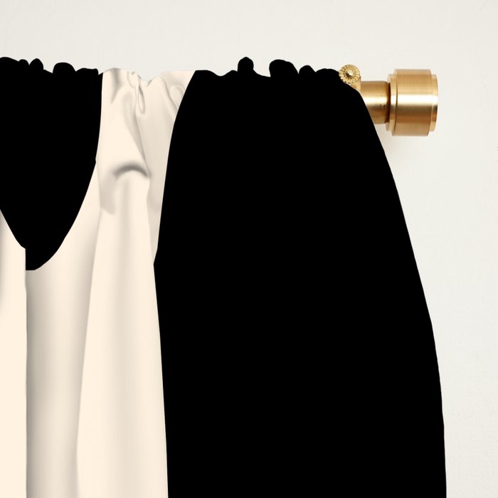 Tiki Minimalist Mid-Century Modern Abstract Pattern Black and Almond Cream Window Curtain Gallery Image 2