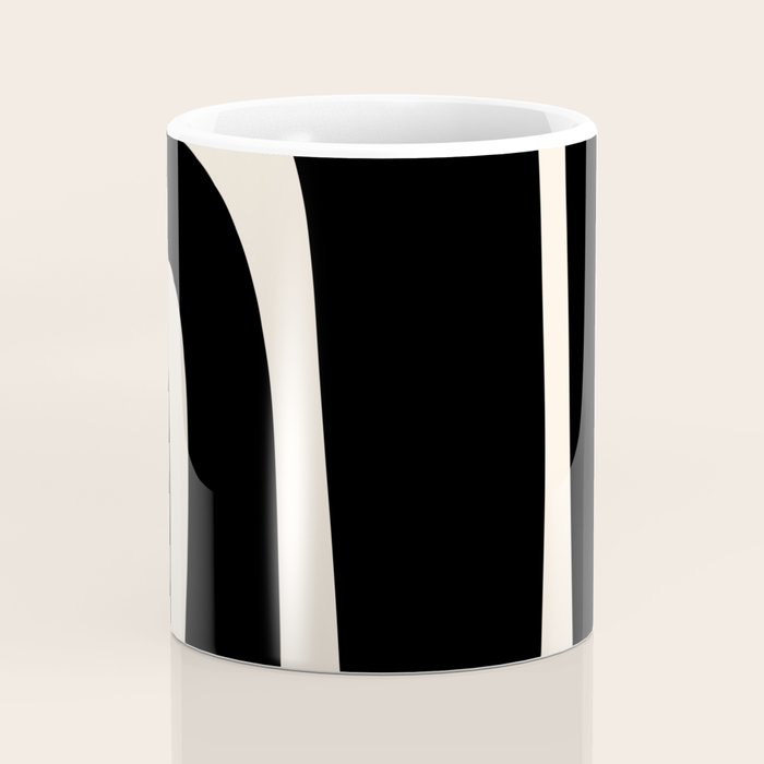 Tiki Minimalist Mid-Century Modern Abstract Pattern Black and Almond Cream Coffee Mug Gallery Image 4