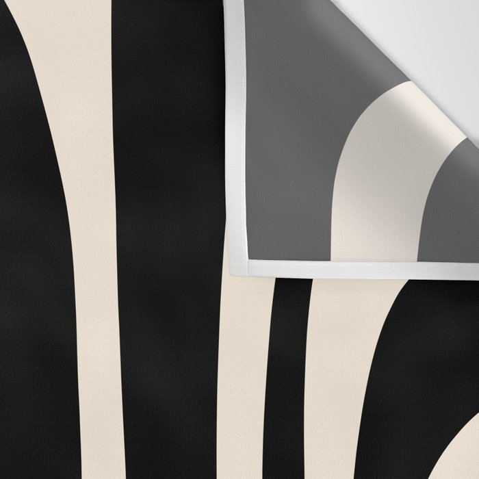 Tiki Minimalist Mid-Century Modern Abstract Pattern Black and Almond Cream Wall Tapestry Gallery Image 3