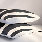 Tiki Minimalist Mid-Century Modern Abstract Pattern Black and Almond Cream Pillow Sham Gallery Image 3