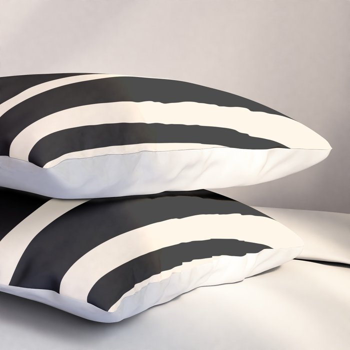 Tiki Minimalist Mid-Century Modern Abstract Pattern Black and Almond Cream Pillow Sham Gallery Image 3