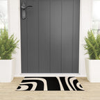 Tiki Minimalist Mid-Century Modern Abstract Pattern Black and Almond Cream Welcome Mat Gallery Image 3