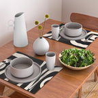 Tiki Minimalist Mid-Century Modern Abstract Pattern Black and Almond Cream Placemat Gallery Image 2