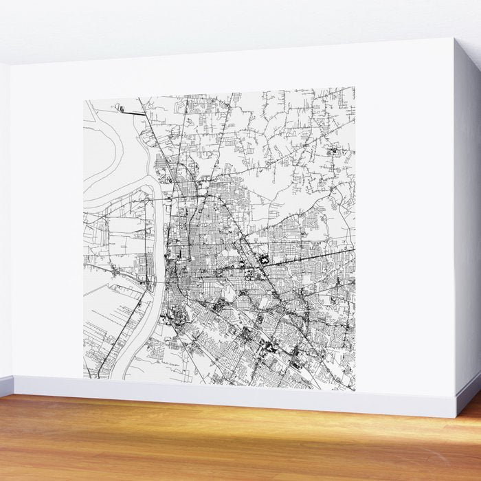 Baton Rouge White Map Wall Mural Gallery Image 2