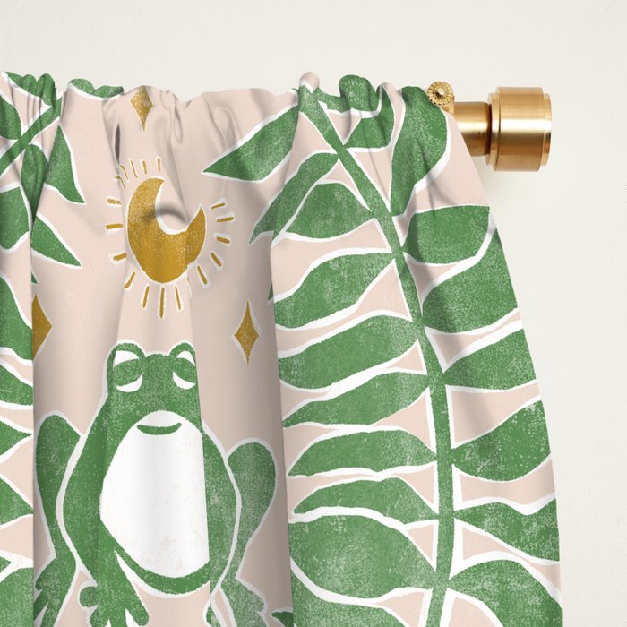 Froggie Ogee - green and blush Window Curtain Gallery Image 2