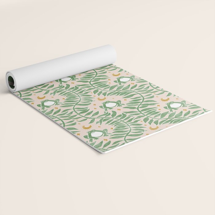 Froggie Ogee - green and blush Yoga Mat Gallery Image 2