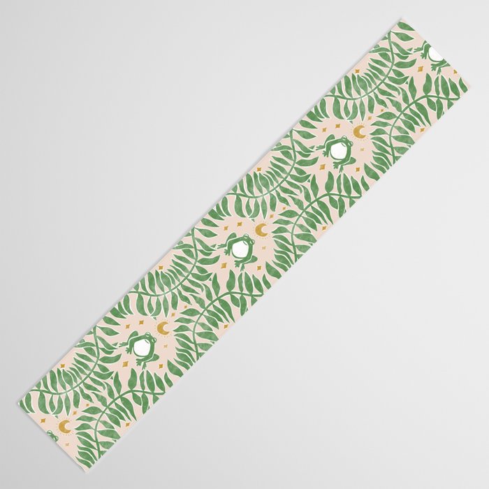 Froggie Ogee - green and blush Table Runner Gallery Image 3