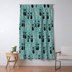 Mid Century Meow Retro Atomic Cats on Blue Window Curtain Gallery Image 5