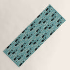 Mid Century Meow Retro Atomic Cats on Blue Yoga Mat Gallery Image 1