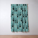 Mid Century Meow Retro Atomic Cats on Blue Window Curtain Gallery Image 3